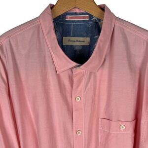 Tommy Bahama Mens 3XT Pink Long Sleeve Cotton Button Down Shirt Tropical Lining
